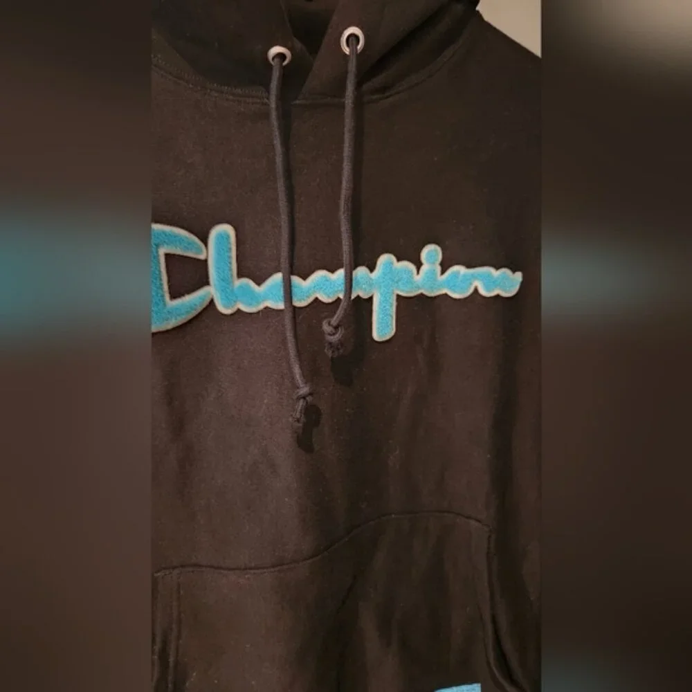 Champion Medium Colorblock Reverse Weave  Hoodie with‎ Blue and Pink Logo